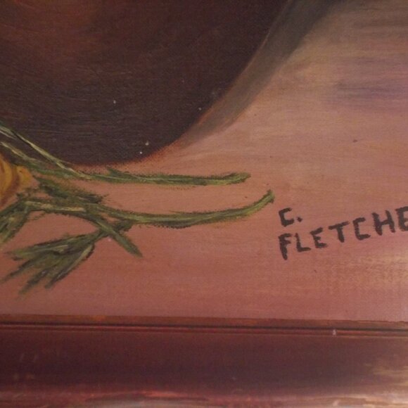 Vintage tea kettle and lemons, signed and framed - Picture 5 of 6